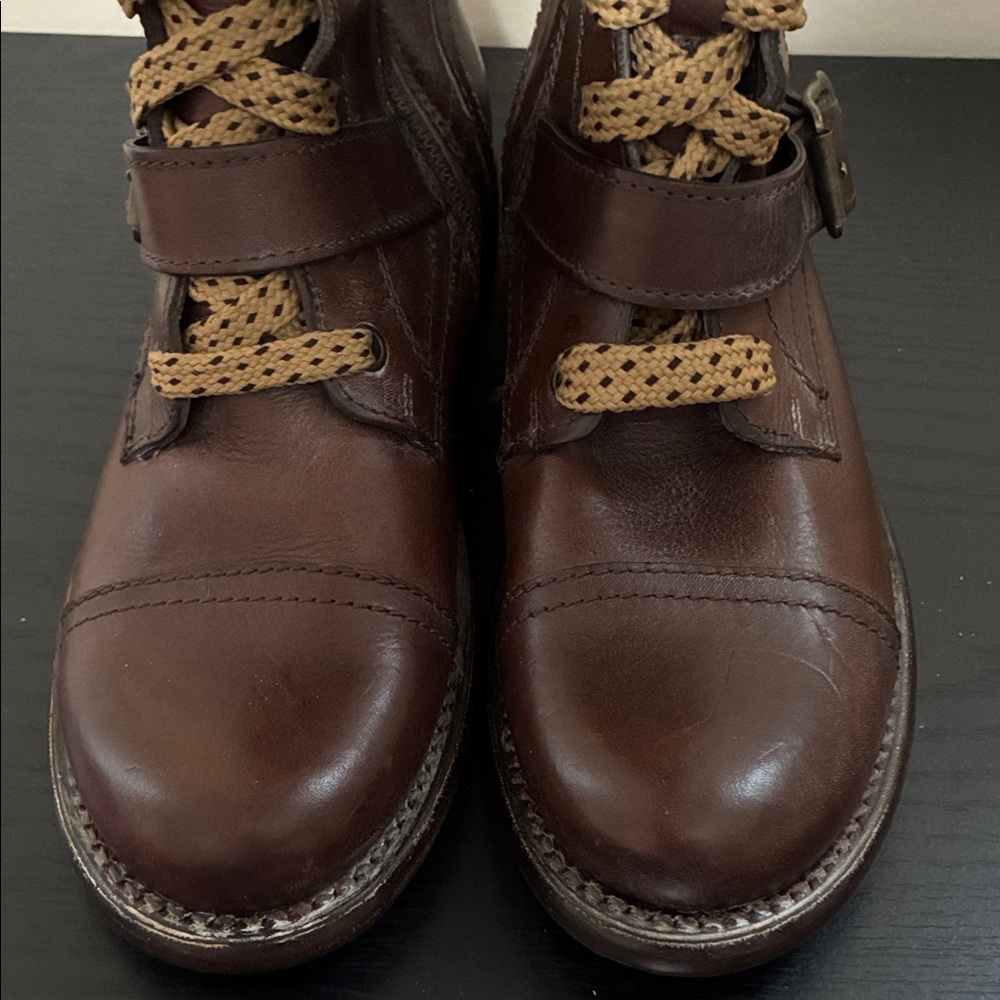 Frye Jenna Cap Toe lace-up boots in brown leather size 7B - Picture 4 of 12